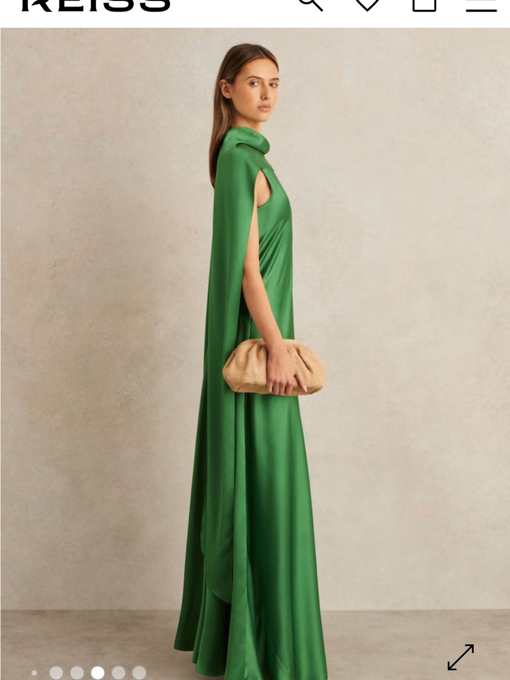 Reiss Emerald Green Satin Halter Evening Gown - Picture 2 of 7